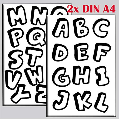 ABC Alphabet SET Vinyl Wandtattoo Wandaufkleber Sticker Aufkleber Wand Baby Kinderzimmer Wandsticker (A Schwarz)