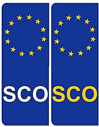 Number Plate Vinyl Stickers United Kingdom Scotland - EU Flag - SCO - 2 x set of 2 by Party Decor