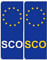 Number Plate Vinyl Stickers United Kingdom Scotland - EU Flag - SCO - 2 x set of 2 by Party Decor