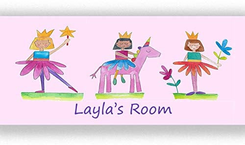 Tigerlilyprints Personalised Bedroom Door Plaque,Fairy Name Plate, Children's Name Plate, Baby Room Sign, Boys, Girls Room Sign,Name on a Sign, Personalised Children's Bedroom Door Signs.