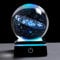 3.15 (80 mm) Solar System Crystal Ball 3D Sun System Planets Model Globe with LED Base Home Decorative Ornament Astronomy Gifts (Black base)