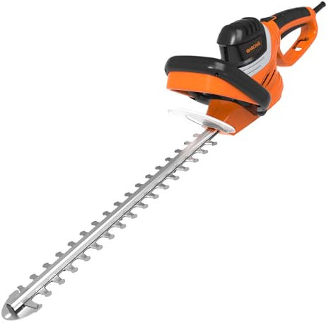 GARCARE Corded Electric Hedge Trimmer 680W Bush Tree Cutter with 61cm Blade Length, 20mm Cutting Width, Adjustable Handle