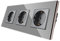 CNBINGO Toma triple 16 Amp con panel de vidrio endurecido Gris, protección infantil, material de fuego de fuego, enchufe Schuko estándar