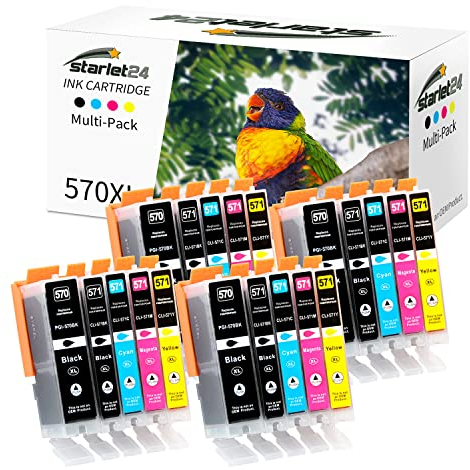 Starlet24 Kompatibel Druckerpatronen für Canon PGI-570 CLI-571 XL, Tintenpatrone für Pixma MG5700 MG5750 MG5751 MG6800 MG6850 MG7750 TS5000 TS5050(4 PGBK 4 Schwarz 4 Cyan 4 Magenta 4 Gelb)