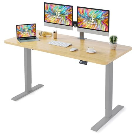 MAIDeSITe Höhenverstellbarer Schreibtisch 140 x 70 cm - Schreibtisch Höhenverstellbar Elektrisch mit 4 LED Memory-Steuerung - Sitz & Stehpult -Schreibtisch Höhenverstellbar mit Tischplatte (S1 Pro)