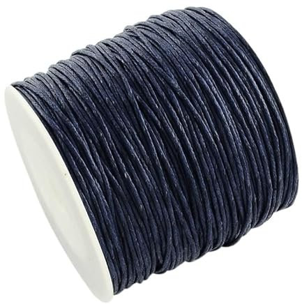 PandaHall Filo di cotone cerato, 100 m da 1 mm per perline macramè, con rocchetto per braccialetti, cavigliere, perline, collane, lavori di cucito, blu prussiano