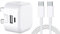 USB C Charger Plug, Mini 20W Dual Ports USB A + USB C PD Wall Fast Charger For OnePlus Nord CE 3 Lite/Nord CE 2 Lite 5G / Nord 2T Charger Adapter Block UK Plug with Fast Charging Cable