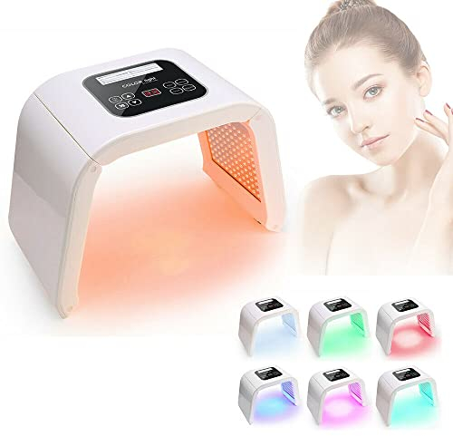 KOLHGNSE Lichttherapie Gesichtsmaske, 7 Farben Photon LED Lampe Therapie Gesichtsmaske Therapie Hautpflege PDT Photon Gesichtsmaske Lichttherapie Anti Aging