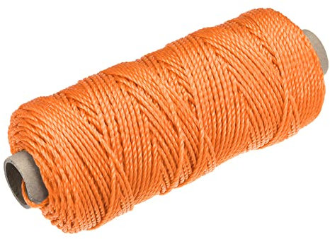 sourcing map Geflecht Maurerschnur Nylon Orange 100M/109 Yard 2MM für Gartenbau Mauerwerk