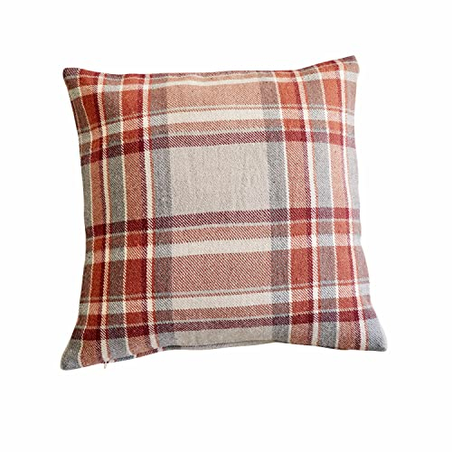 Loberon Kissenhülle Tartan, Charmantes Tartan-Muster, Rustikales Hütten-Flair, Schotten-Karo, Kissenbezug, Wohn-Accessoire, Wolle, Nylon, rot/beige