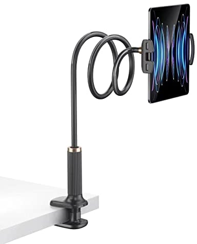 Huayifa Soporte para Tableta, Cuello de Cisne, Brazo Ajustable Flexible en la Cama para iPad, teléfono móvil, Interruptor, Samsung Galaxy Tabs/etc, 98 cm de Longitud Total (Negro)