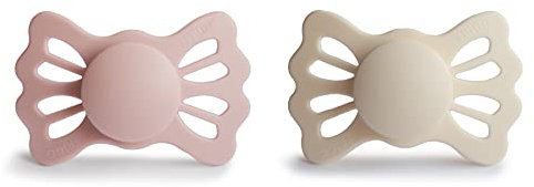FRIGG Lucky Silikon Schnuller | Symmetrischer Schnuller 2er Pack | BPA-frei | Hergestellt in Dänemark | Cream/Blush - Größe 2 (6-18 Monate)