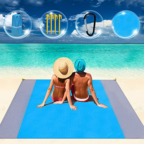 NINGESHOP Picknickdecke, Stranddecke Wasserdicht, Leichte tragbare Picknickmatte für Reisen, Strandmatte 4 Befestigung Ecken Stranddecke Sandfrei für den Strand, Camping, Wandern, Picknick