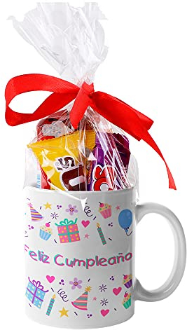 Tazas Feliz Cumpleaños con Chocolate, elige diseño, Regalos Originales, regalos cumpleaños (Diseño 1)
