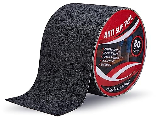IONCAT Anti Slip Tape for Steps 10 CM x 10.6 M : Heavy Duty Grip Tape for Steps Outdoor & Indoor - Non Skid Tape for Stair Treads - Non Slip Strips for Steps Ramp - High Traction - 80 Grit - Black