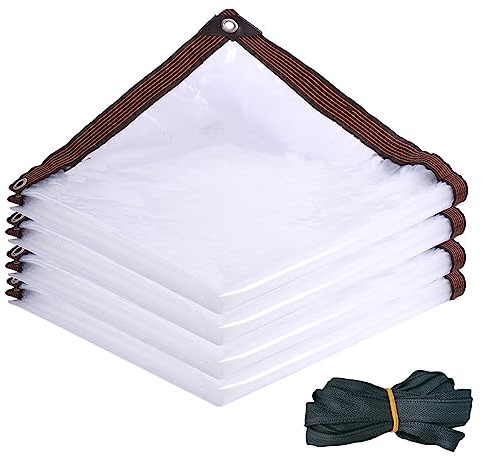 Neegaurd 3 x 3m Bâche Transparente avec œillets - Étanche à la poussière - avec œillets - Bâche étanche aux intempéries - Protection Contre Le Vent et la Pluie - pour terrasse, pavillon, Serre