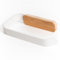 KAZAI.® Porta Rotolo Carta Igienica Leif Design - Da Muro con Adesivo (Nessuna Perforazione) | Acciaio Inossidabile & Legno di Bambù Autentico | Portarotolo Bagno | Bianco Opaco