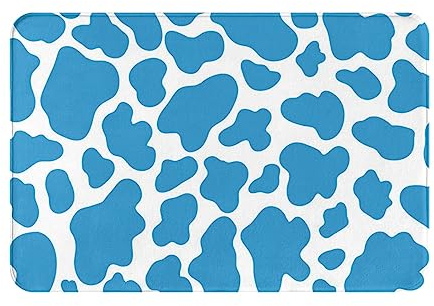 Oudrspo Fußmatte, 40,6 x 61 cm, blaues Kuhfell-Muster, Teppiche, Küche, Eingangsbereich, Bodenmatte