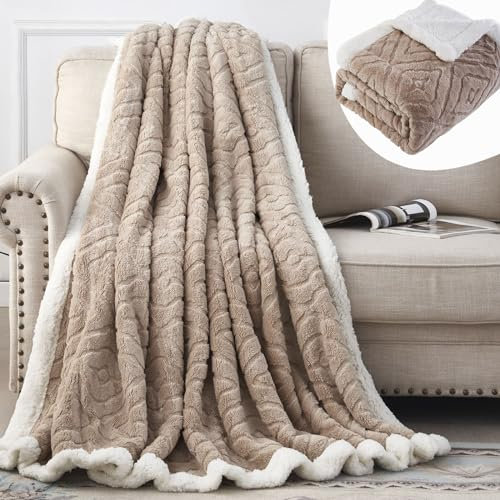 EAQ Plaid Coperta Pile 150x200cm, Coperta Termica, Coperta Pile Matrimoniale in Morbida e Spessa, Coperta in Pelliccia Sintetica per Divano e Letto (Beige, 150x200cm)