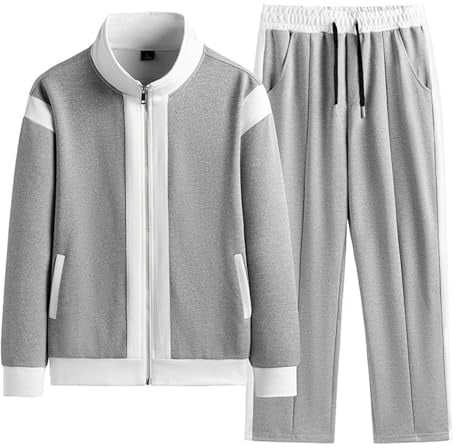 Duohropke Herren Trainingsanzug Kapuzepullover mit Reißverschluss Baumwollmischung Sportanzug Sportbekleidung für Männer Sport Trainingsanzug-Set