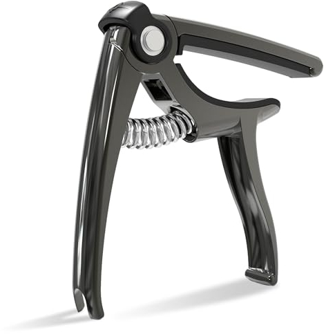 Olycism Kapodaster für Gitarre eingebautem Gitarre Plektren Halter, Gitarrenbrücken, Saitenschneider für Gitarre, Akustik E-Gitarre, Ukulele, Banjo Schwarz