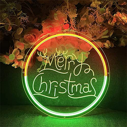 Leuchtschilder Frohe Weihnachten Leuchtreklame Led Modellierlicht Leuchtbuchstaben Schild Acryl Panel Neon Dekoratives Licht,50x50cm (Color : 50x50cm)