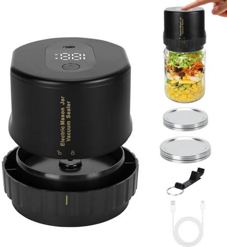 Pilipane Electric Mason Jar Sealer, Vacuum Sealer for Mason Canning Jars with Can Opener, Regular and Wide Mouth Mason Jar Lids,Silent Rechargeable Portable Vacuum Sealing Kit for Food Storage