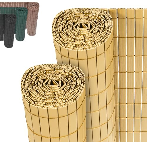 Jopassy PVC Sichtschutzmatte,Bambus W-Rippenverstärkungen Sichtschutzzaun,UV-beständig, schimmelfrei und pflegeleicht,Verstärkt Starke Privatsphäre für Garten Balkon Terrasse(0.8 * 3M)