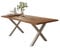 Liadomo Esstisch 220x100 Isa Nuss, Baumkantentisch, Akazie Massivholz Tisch, 26mm Tischplatte Lackiert, Robust & Pflegeleicht, Unikat, X-Gestell Metall Silber