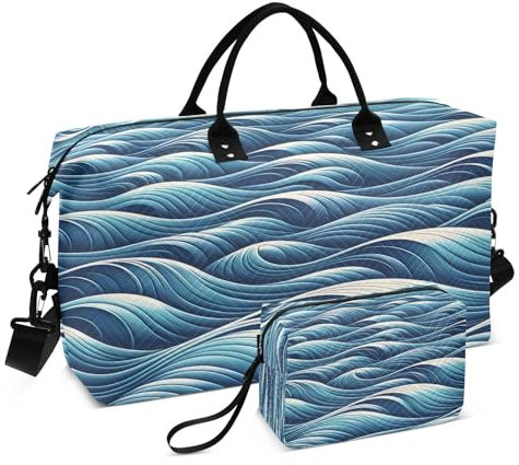 Ocean Wave Reisetasche für Herren und Damen, Turnbeutel mit Aufbewahrungstasche, Wochenendtasche, Handgepäcktasche für Reisen, Reisen, Fitnessstudio, Yoga, Ocean Wave, Einheitsgröße, Reisetasche