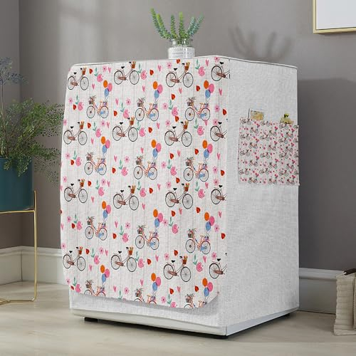 Highdi Funda de Lavadora Cubierta Exterior,Adapta a la Mayoría de Lavadoras y Secadoras de Carga Frontal Protector Solar a Prueba de Polvo (Globos de Colores,L Capacidad 10.5~12 KG)