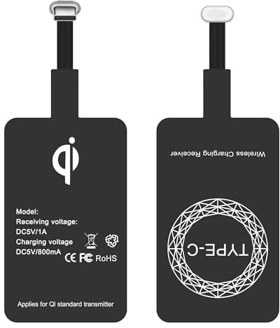 MEIRIYFA Récepteur de charge sans fil USB de type C, adaptateurs récepteur de chargeur USB C, récepteur de charge sans fil Qi pour téléphone portable de type C (2 pièces)