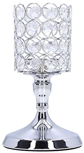 Aladeno Candelabro de Cristal Hierro 7.68x4.33in Candelabros Proceso de galvanoplastia Diseño Tallado Vela Estilo Elegante Luces de té Candelabro para Bodas Comedor Fiesta Se