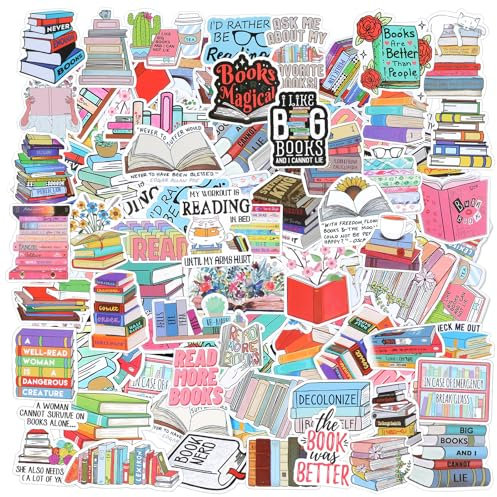 Aozuo 50 Stück Kindle Bookish Sticker,Sticker Kindle Hülle,Book Merch Aufkleber Buchaufkleber Leseaufkleber Buchliebhaber Geschenke für Lesetagebuch Zubehör Wasserflasche Laptop Kinder Belohnungen