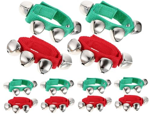 SHOWERORO 12 Stk Griff Schlittenglocke weihnachtshand, die glocken schüttelt glockenspiel weihnachten christmas bells Weihnachts-Handgelenkglocken Handglocken für Musikinstrumente Legierung