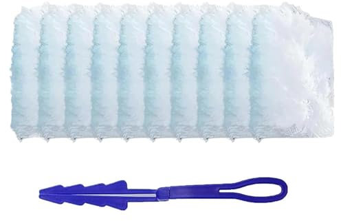 Aczyqws 10 Flash Duster Magnet with 1 Extender Handle, Dust Magnet Flash Dusters Refills, Fluffy Duster for Cleaning, Trap And Lock Away Dust, Dirt And Hair In No Time