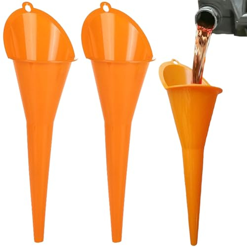 QWEPU Trichter mit breiter Öffnung, Einfülltrichter Set, universeller Kfz-Trichter, langer Auslauf, flexible Verlängerung, Autotrichter - Kunststoff (28CM-Orange)