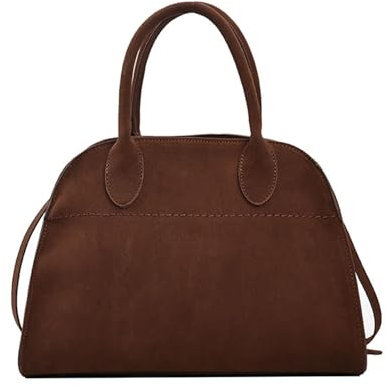 Wildleder Handtasche Damen, Wildleder Tragetasche for Damen, Wildleder-Geldbörse für Damen im Vintage-Stil, Modische Retro-Schultertasche (Brown,L)