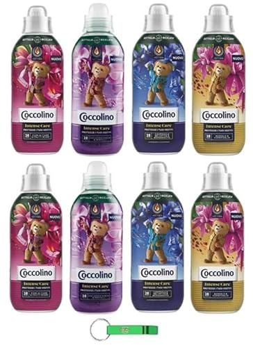 Testpaket Coccolino Intense Care Ammorbidente Concentrato - Konzentrierter Weichspüler für sehr weiche Kleidung,28 Wäschen, 8 x 645ml + Beni Culinari Kostenloser Schlüsselanhänger