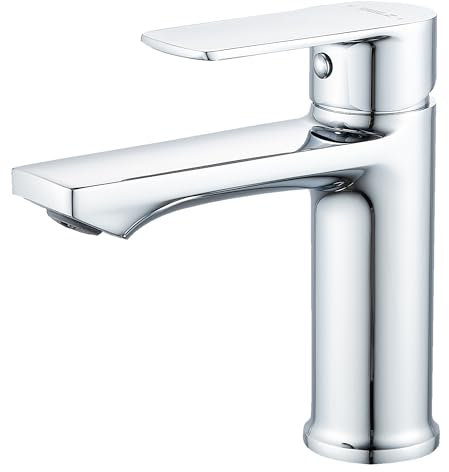 Grifo de baño BELZ, grifo monomando de baño, altura 96 mm, ahorro de agua, ahorro de energía, latón cromado