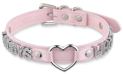 ADEMISHIA Schwarzes Herz O-Ring Brief Choker Halskette für Frauen, Punk Handmade PU Leder Leine Kragen einstellbar Gothic Jewerly (PKDADDY)