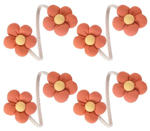 WBANGIAO Bunte Blumenvorhang-Raffhalter, Clip, 4 Stück, Metallseil, Fenstervorhanghalter, Raffhalter für Kinderzimmer, Kinderzimmer, Dekoration, Orange