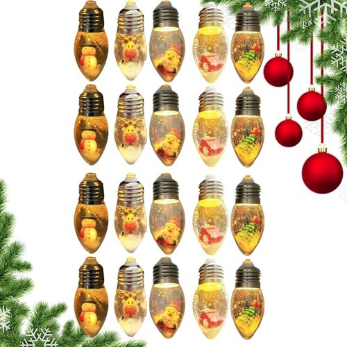 Jingmiger -kette,-kette für den Innenbereich - Vintage Schneekugel ketten,Feiertagsbevorzugungs-Weihnachtsbaum-Anhänger-Weihnachtsbaum-LED-für Winter-Neujahr-Hausgarten