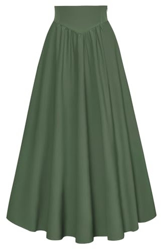 SCARLET DARKNESS Gonna tradizionale vittoriana da donna medievale a vita alta maxi gonna, grigio verde, S