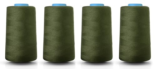 Realm Filo di poliestere per macchina da cucire overlock, 4.5000 m, bianco, nero, naturale, blu navy, rosso, grigio (verde militare)