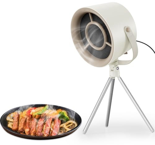 OQIMAX Desktop Range Hood, 3-Speed Low Noise Portable Vent Hood, USB Powered Mini Extractor Fan Kitchen with 90°Angle Adjustment & Detachable Tripod, 5 Filter Pads, Mini Exhaust Fan for Hot Pot, BBQ