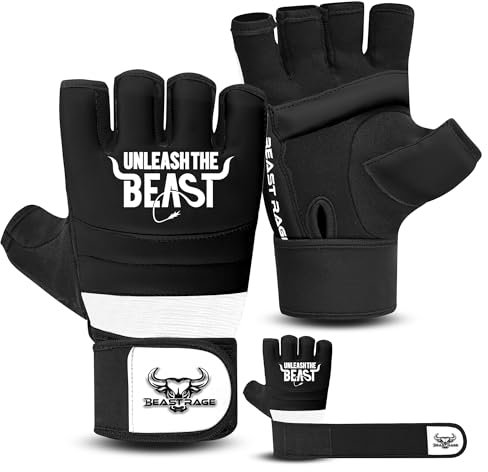 BEAST RAGE Taekwondo Karatehandschuhe für Männer und Frauen, Trainingshandschuhe für Boxen, MMA, Kickboxen, Sparring, Martial Arts Gloves – Training Light Workouts, Muay Thai, Karav MAGA (Weiß/Schwarz