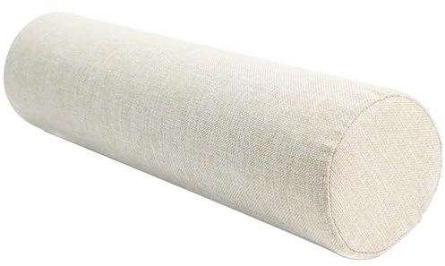 AQIGR Kissenrolle Nackenkissen Nackenrollenkissen Kissen Rolle, Unterstützung Rückenkissen Bolster Kissen für Hals, Beine, Rücken, Bett(Beige,12x90cm)