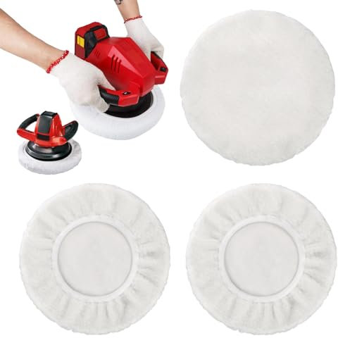 UICCVOKK 3 Stück Polieraufsatz, Kompatibel mit Poliermaschine Auto CE-CB CC-PO, 220mm-250mm Wolle Polierscheibe, Polierpad für Autolackpflege Metallpolitur & Holzveredelung