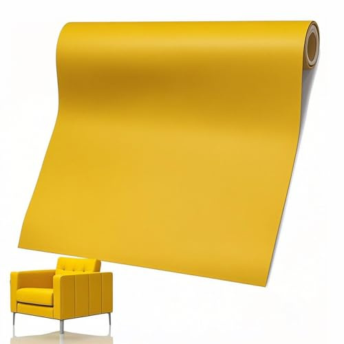 Leder-Reparaturflicken, 60 x 137 cm, Kunstleder, selbstklebend | Reparatur für Sofas, Autositze, Handtaschen, Jacken, Sitze, Basteln, Handwerk (Gelb)